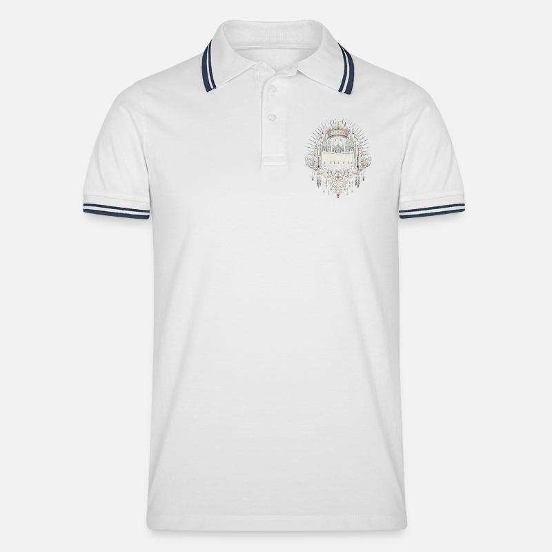 Glaube über Angst – Gothic Krone - Männer Tipped Poloshirt - Weiß/Navy
