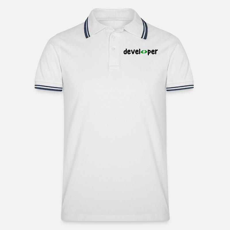 Developer Spruch Coden Softwareentwickler Nerd - Men's Tipped Polo Shirt - white/navy