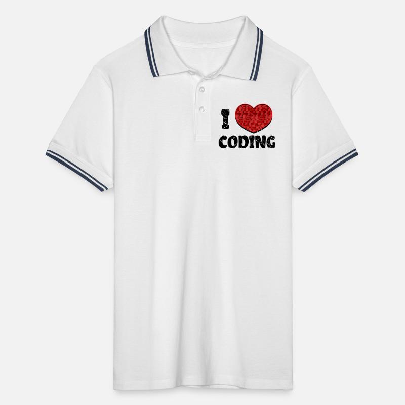 Code Developer Scripting Debug Heart Statement Men's Tipped Polo Shirt