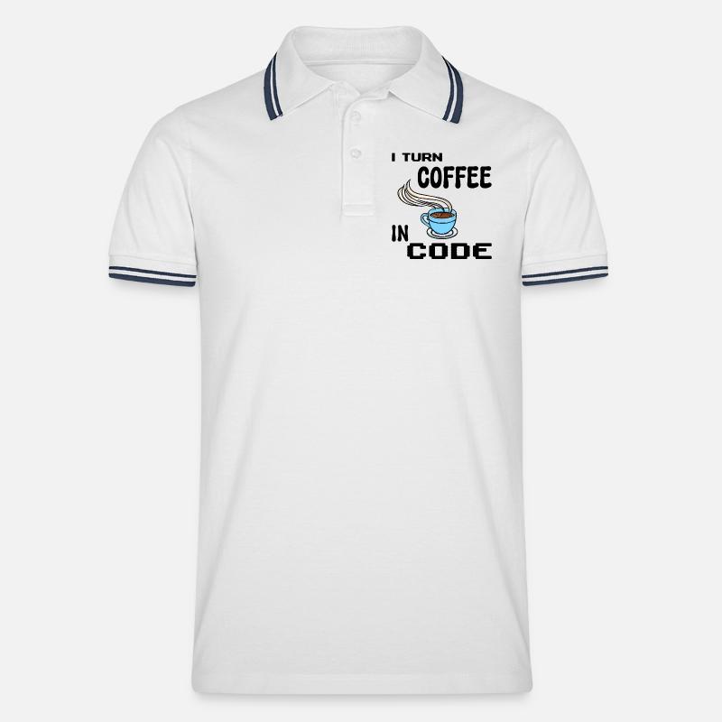 Programmeur de code Scripting Statement Développeur - Polo tipped Homme - blanc/marine