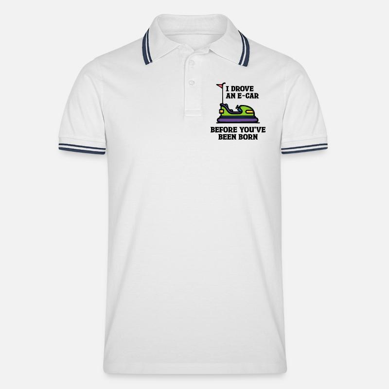Energiespeicher Statement Tanken Strom E-auto - Männer Tipped Poloshirt - Weiß/Navy