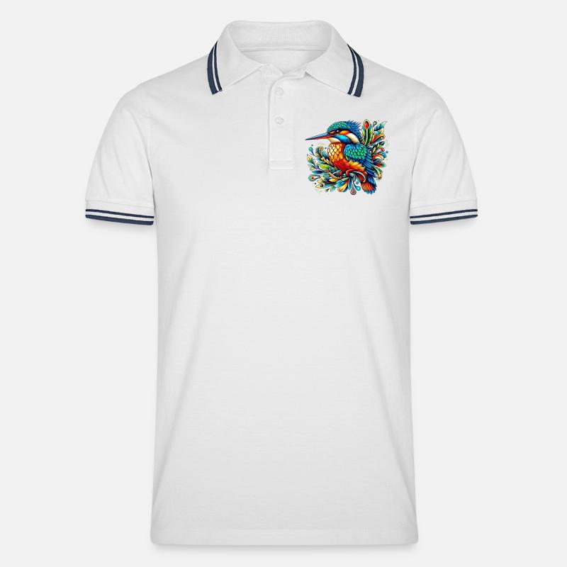 Eisvogel - Männer Tipped Poloshirt - Weiß/Navy
