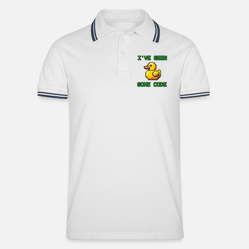 Pixel Duck J’ai vu du code - Polo tipped Homme - blanc/marine