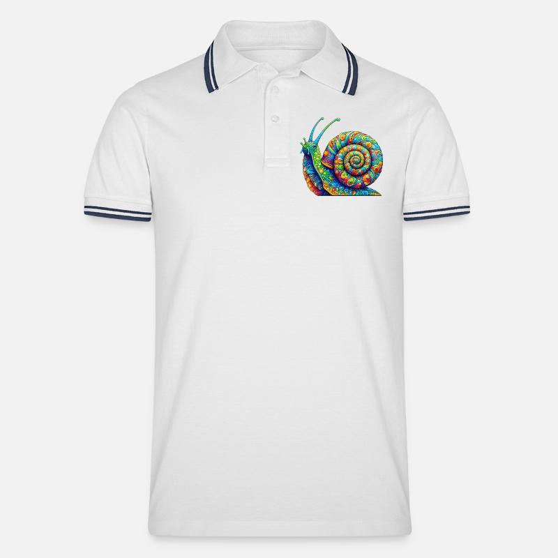 Schnecke - Männer Tipped Poloshirt - Weiß/Navy