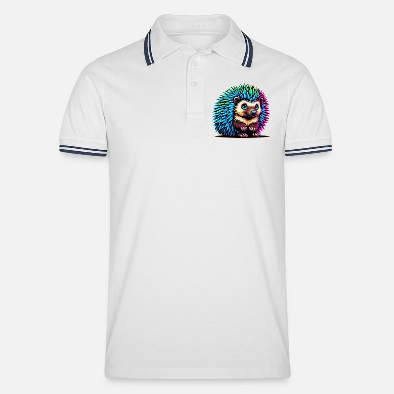 Igel - Männer Tipped Poloshirt - Weiß/Navy