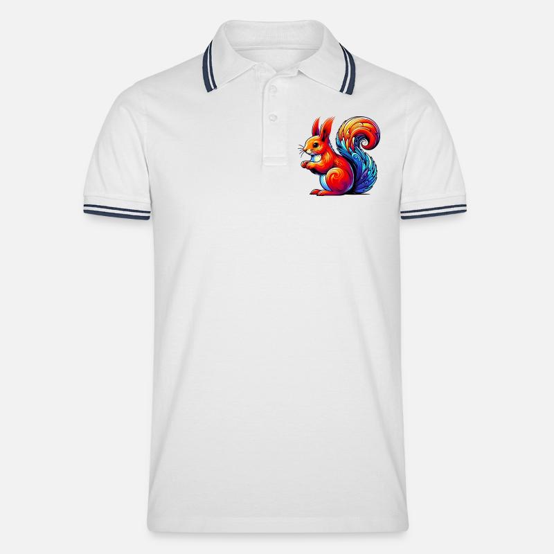 Eichhörnchen - Männer Tipped Poloshirt - Weiß/Navy