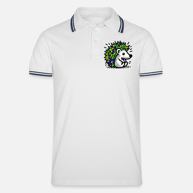 Igel - Männer Tipped Poloshirt - Weiß/Navy
