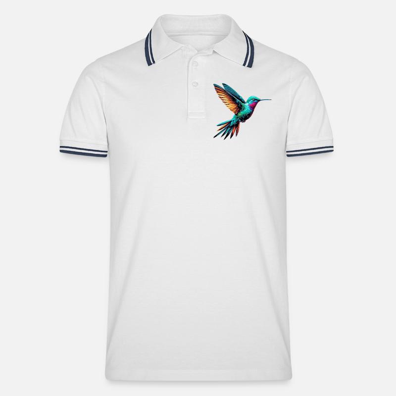 Kolibri - Männer Tipped Poloshirt - Weiß/Navy