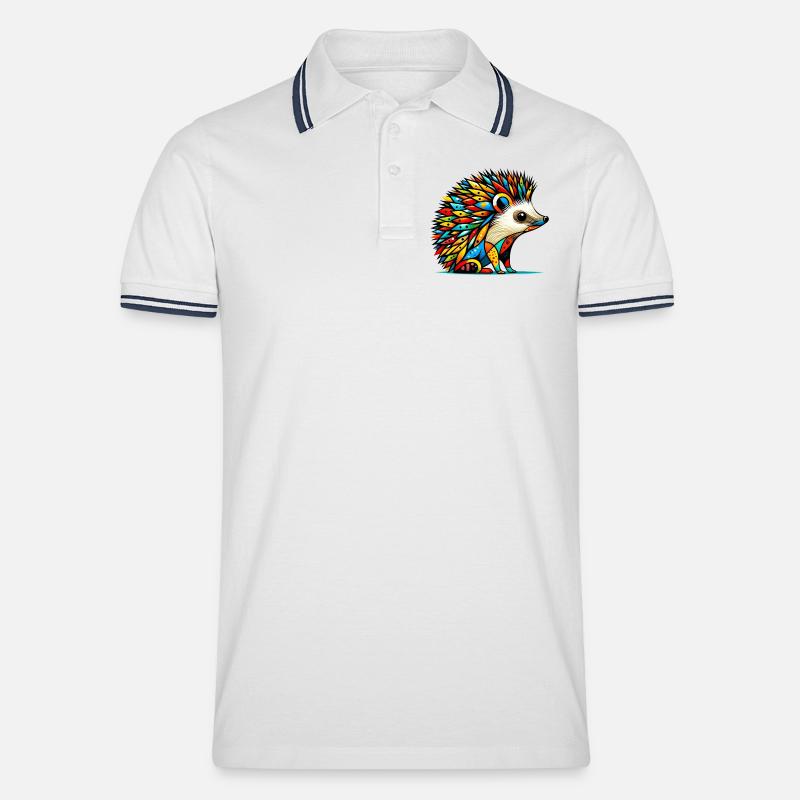 Igel - Männer Tipped Poloshirt - Weiß/Navy