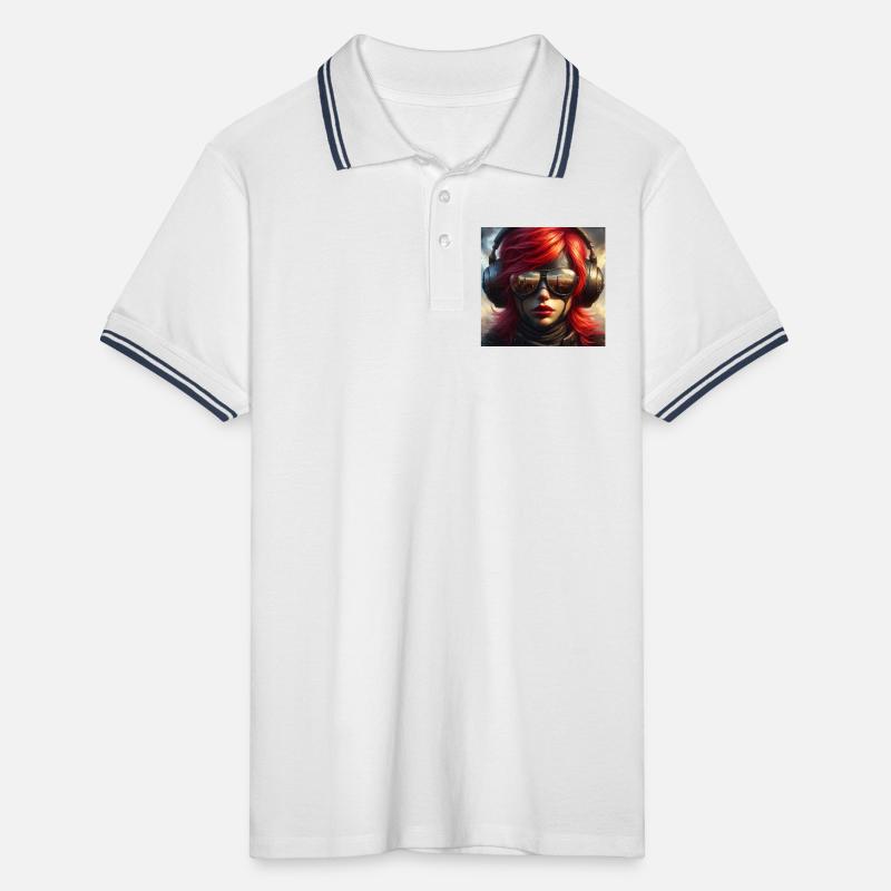 Red-haired aviator Men's Tipped Polo Shirt