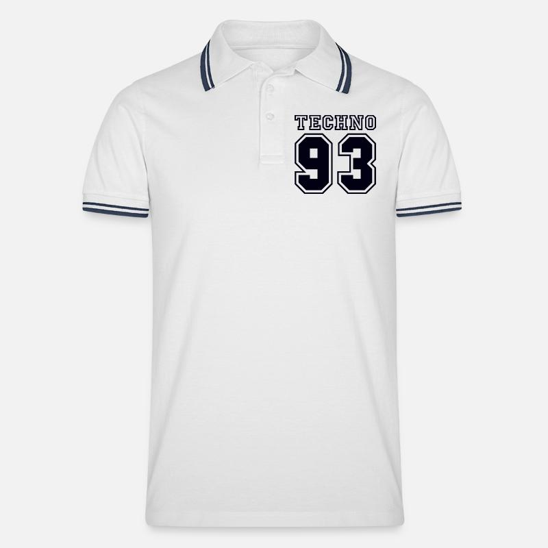 TECHNO 93 - Männer Tipped Poloshirt - Weiß/Navy