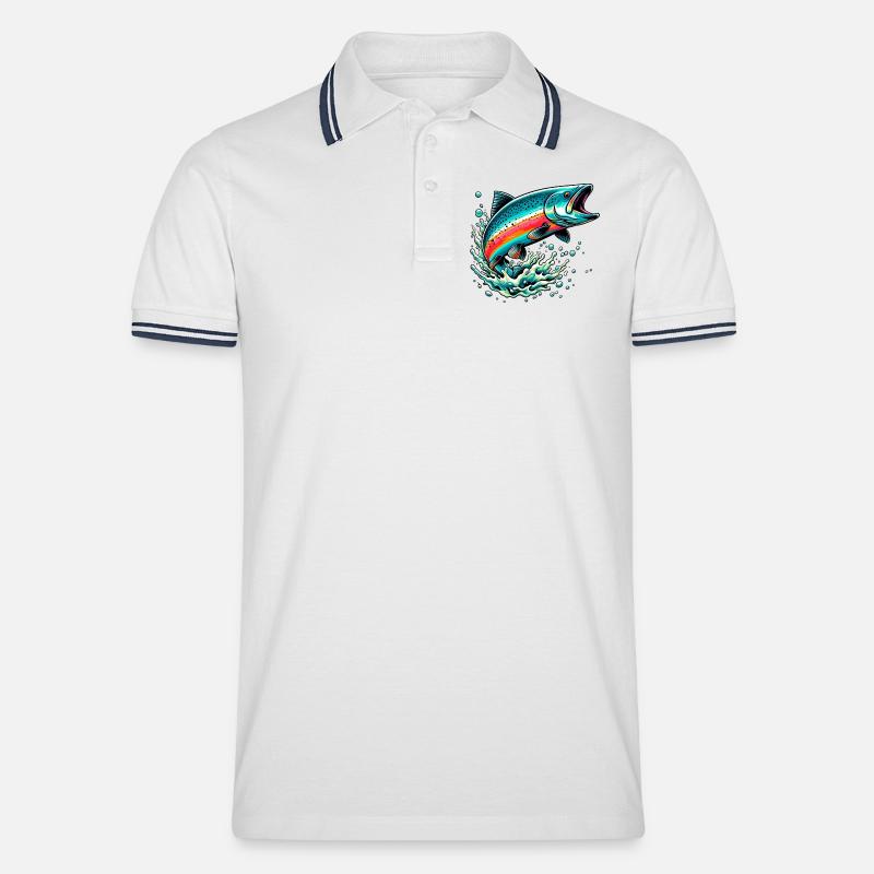 Salmone - Polo per uomo - bianco/navy