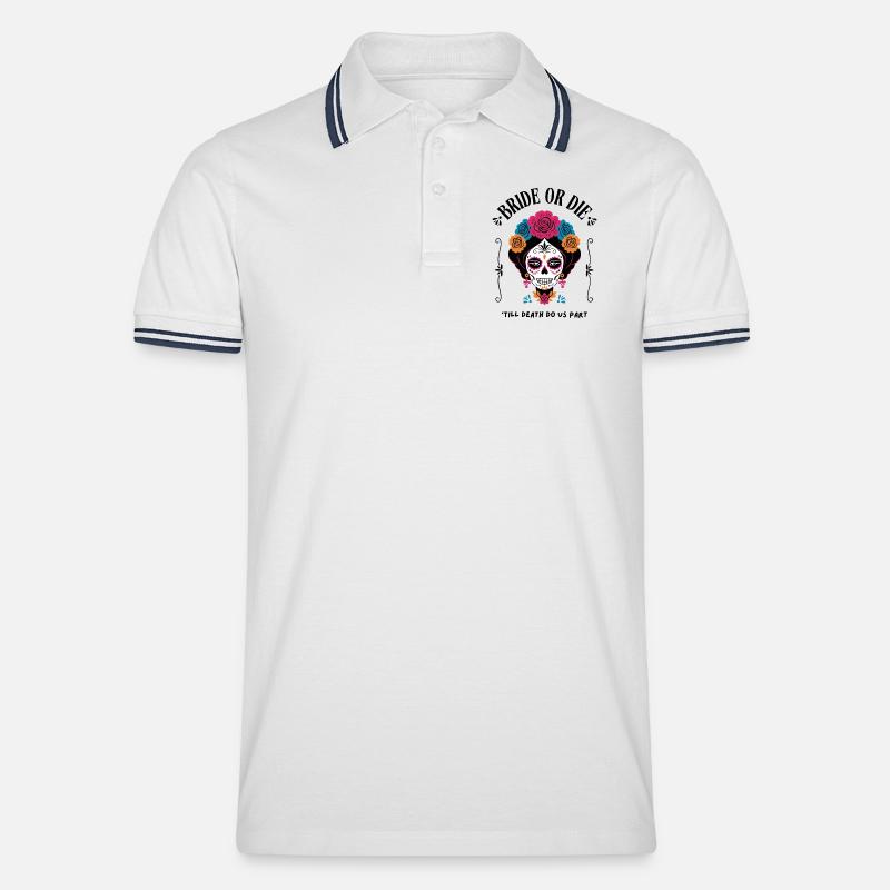 Sposa o muori - Sugar Skull Design - Polo per uomo - bianco/navy