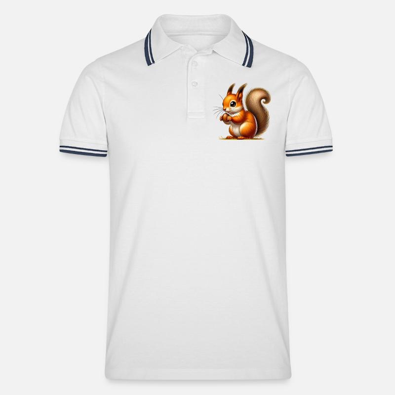 Eichhörnchen - Männer Tipped Poloshirt - Weiß/Navy
