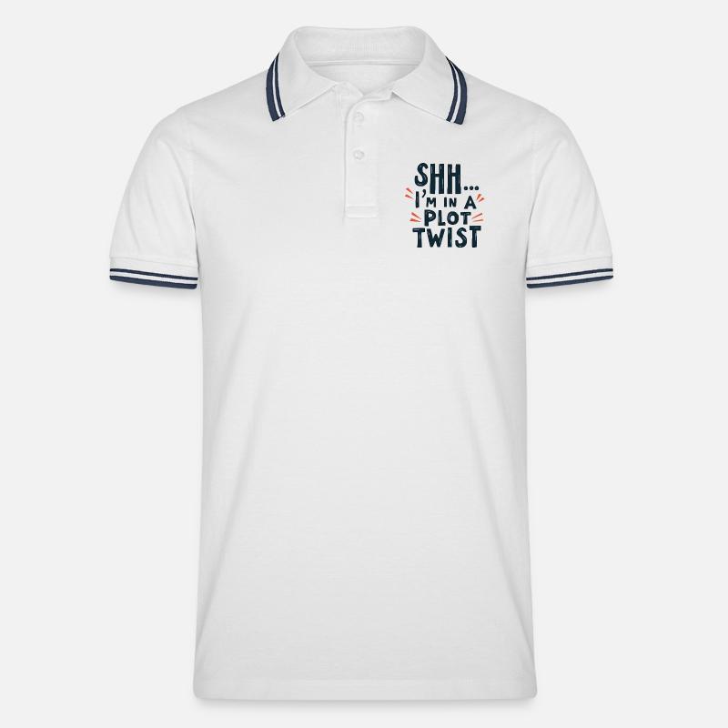 Shhh... I'm in a Plot Twist - Männer Tipped Poloshirt - Weiß/Navy