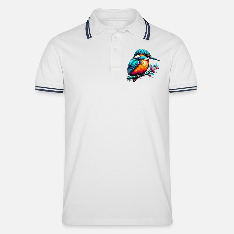 Eisvogel - Männer Tipped Poloshirt - Weiß/Navy