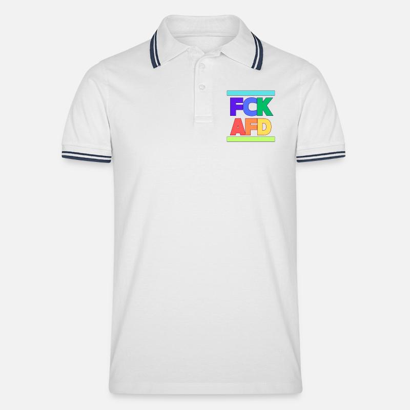 FCK AFD - Männer Tipped Poloshirt - Weiß/Navy