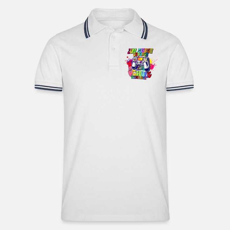 Graffiti Controller Neonfarben progamer - Männer Tipped Poloshirt - Weiß/Navy