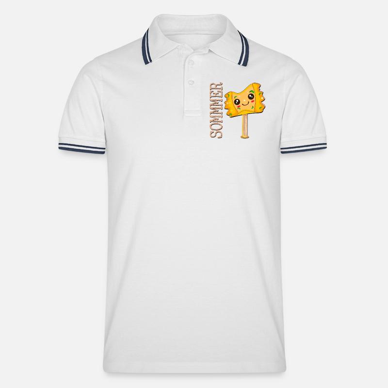 SOMMER EISCREME MAULTASCHEN - Männer Tipped Poloshirt - Weiß/Navy