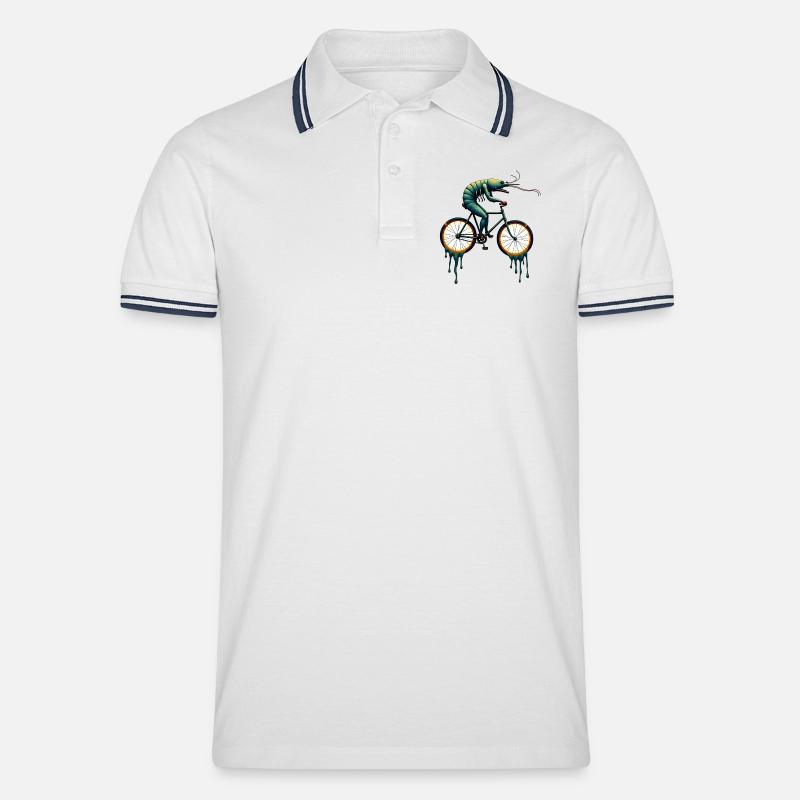 Traumhaftes Radsport-Krustentier - Männer Tipped Poloshirt - Weiß/Navy
