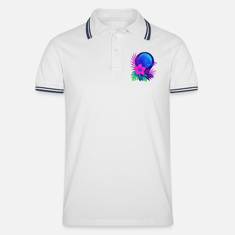 Néon Tropic Lune - Polo tipped Homme - blanc/marine
