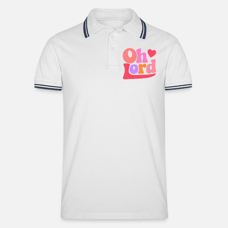 Oh Lord - Männer Tipped Poloshirt - Weiß/Navy