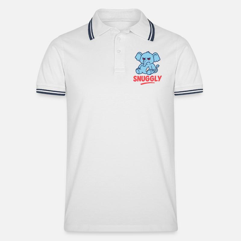 Grumpy Elephant - Männer Tipped Poloshirt - Weiß/Navy