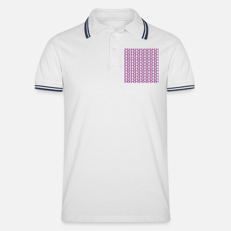 katzenmuster, langhaar katze sitzend, Samtpfote - Männer Tipped Poloshirt - Weiß/Navy