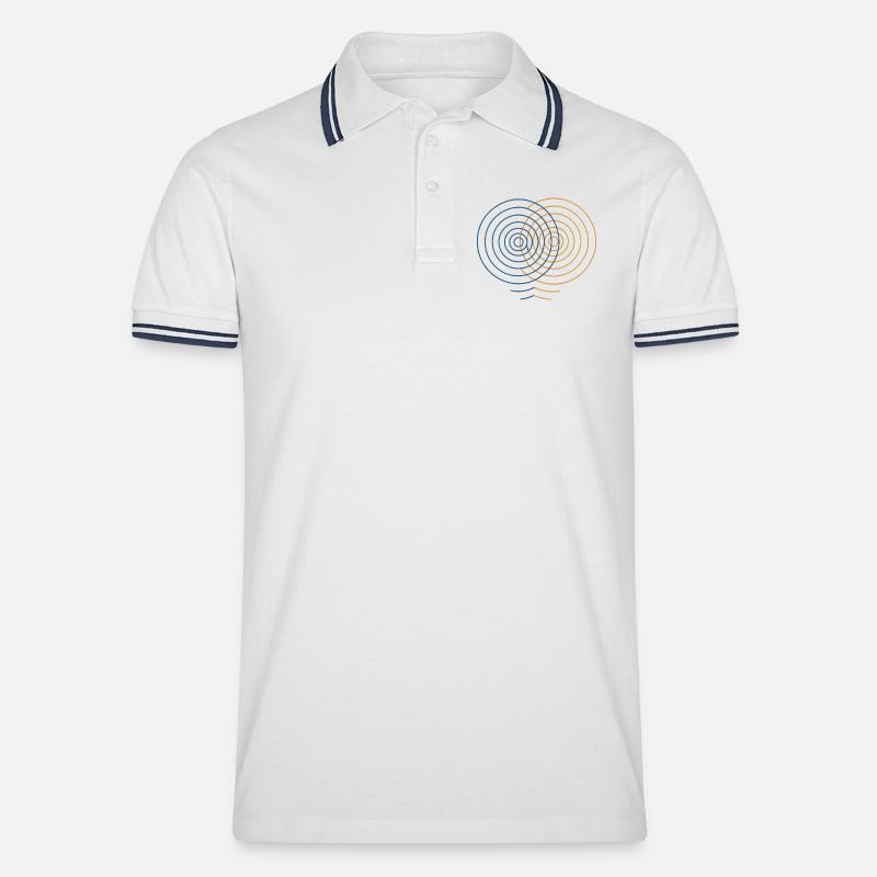 Concentric Interference – Physik Design - Männer Tipped Poloshirt - Weiß/Navy