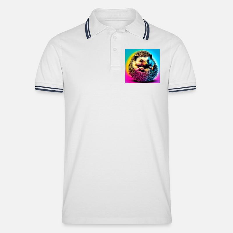 Igel - Männer Tipped Poloshirt - Weiß/Navy