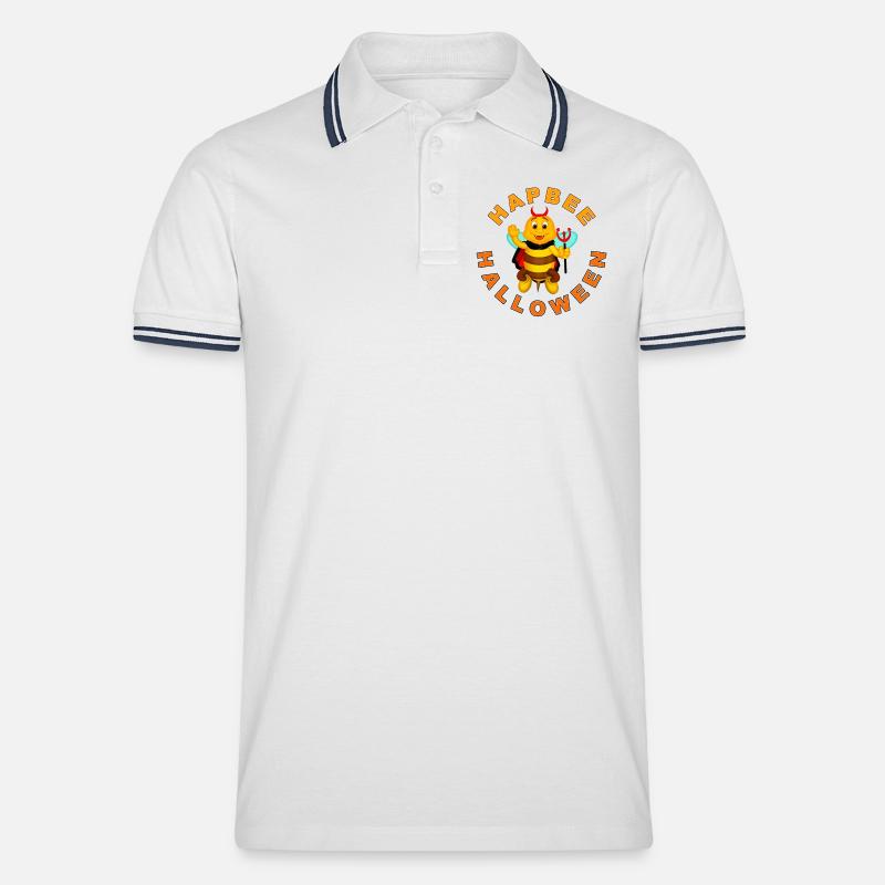 HAPBEE Halloween mit Text 2 - Männer Tipped Poloshirt - Weiß/Navy