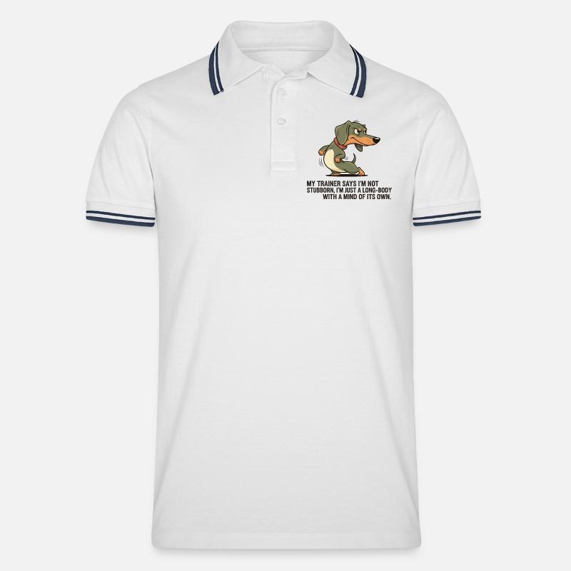 Langkörper mit eigenem Kopf - Männer Tipped Poloshirt - Weiß/Navy