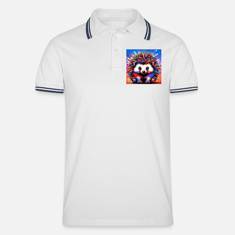 Igel - Männer Tipped Poloshirt - Weiß/Navy