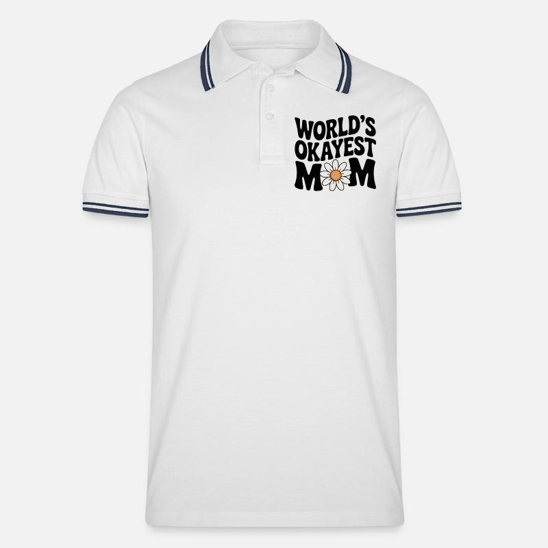Die okayste Mutter der Welt - Männer Tipped Poloshirt - Weiß/Navy