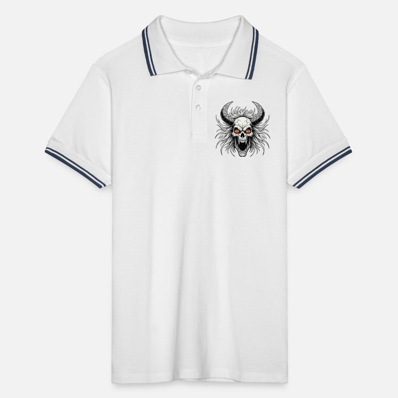 Devil skull with horns Men's Tipped Polo Shirt