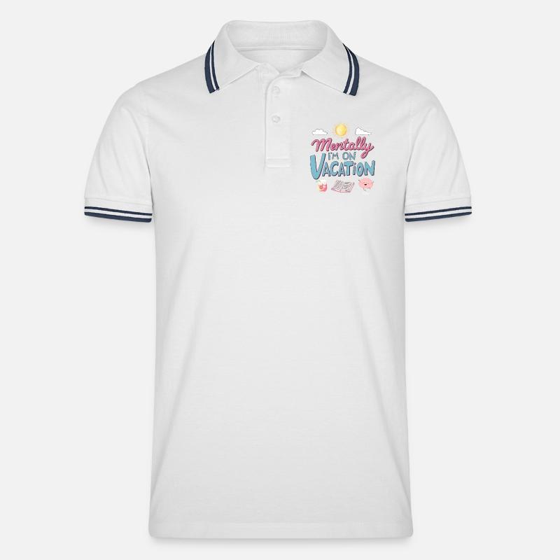 Mentally Somewhere Else Retro Design - Männer Tipped Poloshirt - Weiß/Navy