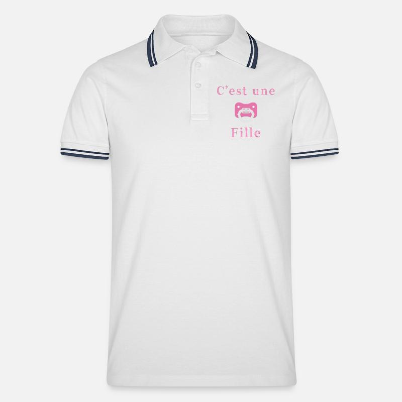 Geburt - es ist ein Mädchen - Männer Tipped Poloshirt - Weiß/Navy
