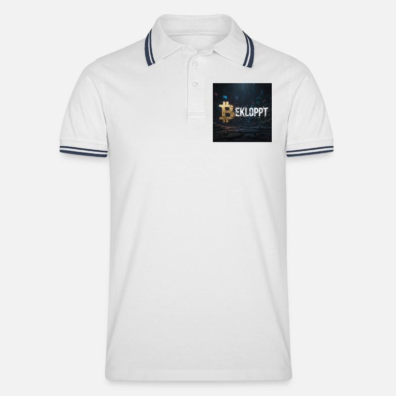 Bitcoin Explosion Krypto Chaos - Männer Tipped Poloshirt - Weiß/Navy