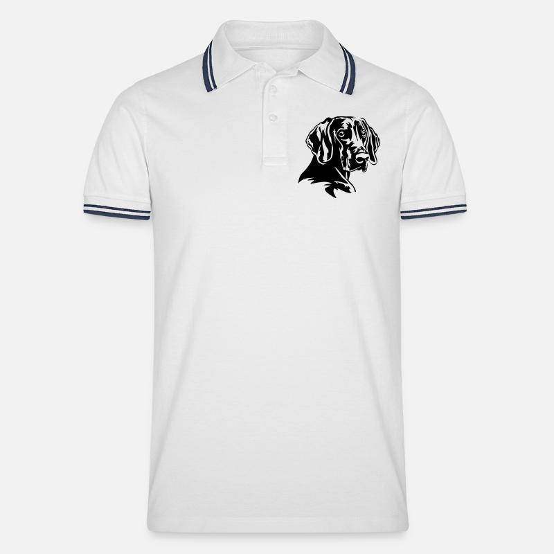 Weimaraner Kopf - Männer Tipped Poloshirt - Weiß/Navy