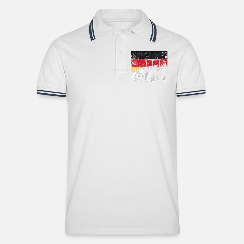Traktorfahrer Deutschland Traktor Bauernhof - Männer Tipped Poloshirt - Weiß/Navy