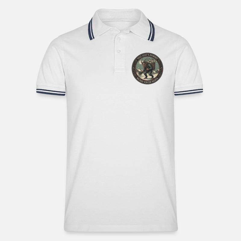 Die Reise der Weihnachtsziege – Böse Winternächte - Männer Tipped Poloshirt - Weiß/Navy
