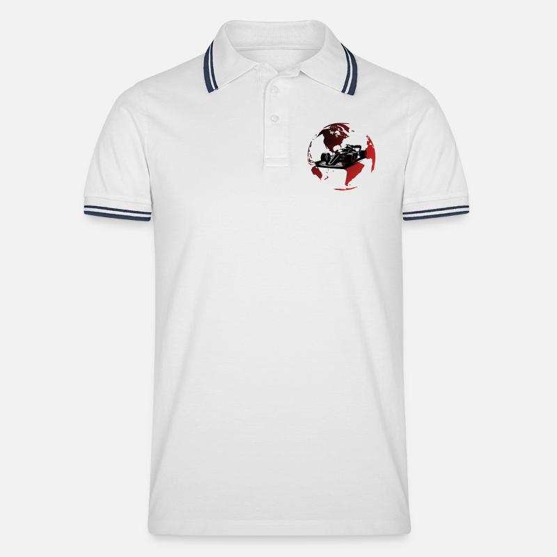 Red Globe For 1 - Men's Tipped Polo Shirt - white/navy
