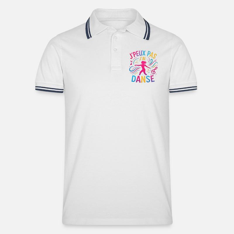 I Can't I Danced — Buntes Glitzern - Männer Tipped Poloshirt - Weiß/Navy