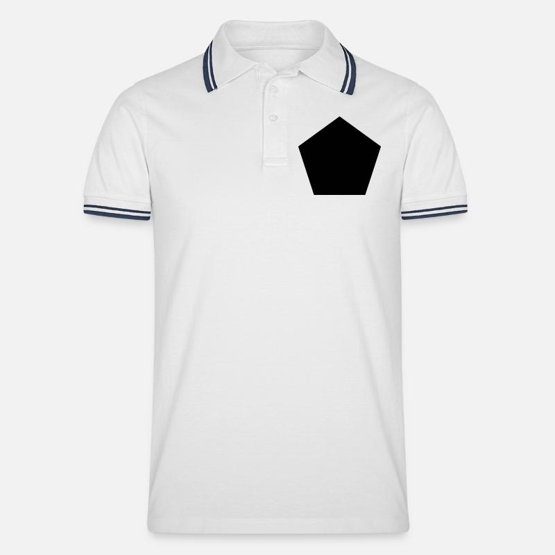 Fünfeck - Männer Tipped Poloshirt - Weiß/Navy