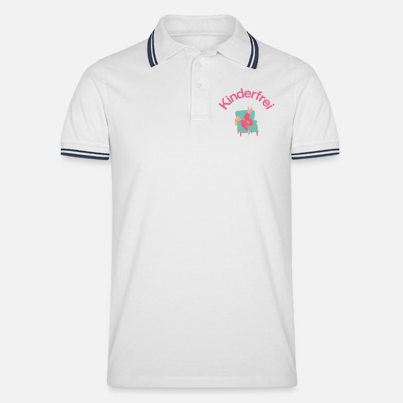 Kinderfrei – Sofa, Schlaf & Stille, Mutter schläft - Männer Tipped Poloshirt - Weiß/Navy