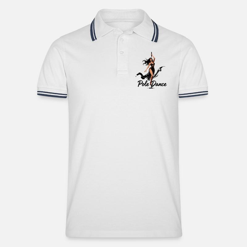 Pole Dance Poledancerin ästhetisch Geschenk - Männer Tipped Poloshirt - Weiß/Navy