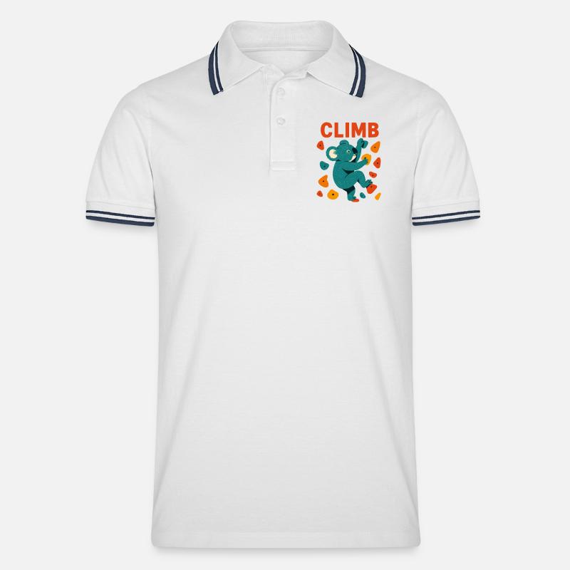 Bouldern Koala Koalabär Aufstieg Klettern Geschenk - Männer Tipped Poloshirt - Weiß/Navy