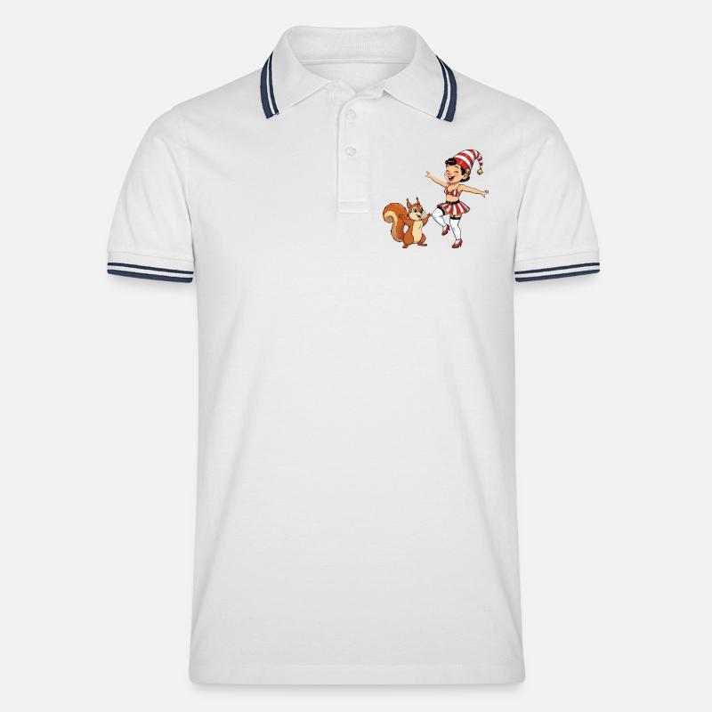 Leprechaun-Mädchen mit Eichhörnchen - Männer Tipped Poloshirt - Weiß/Navy