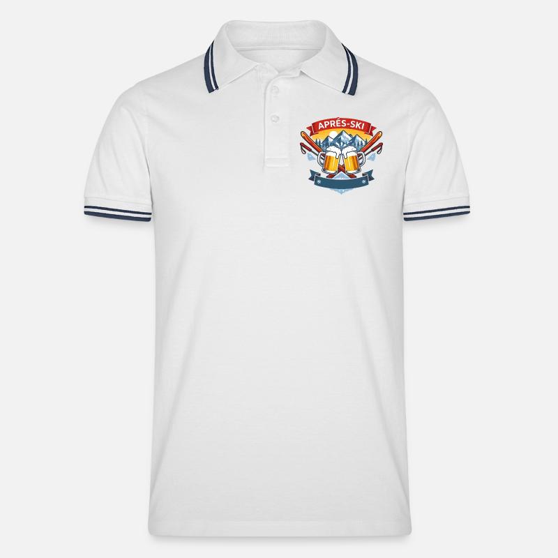Apres Ski Comic Design - Männer Tipped Poloshirt - Weiß/Navy