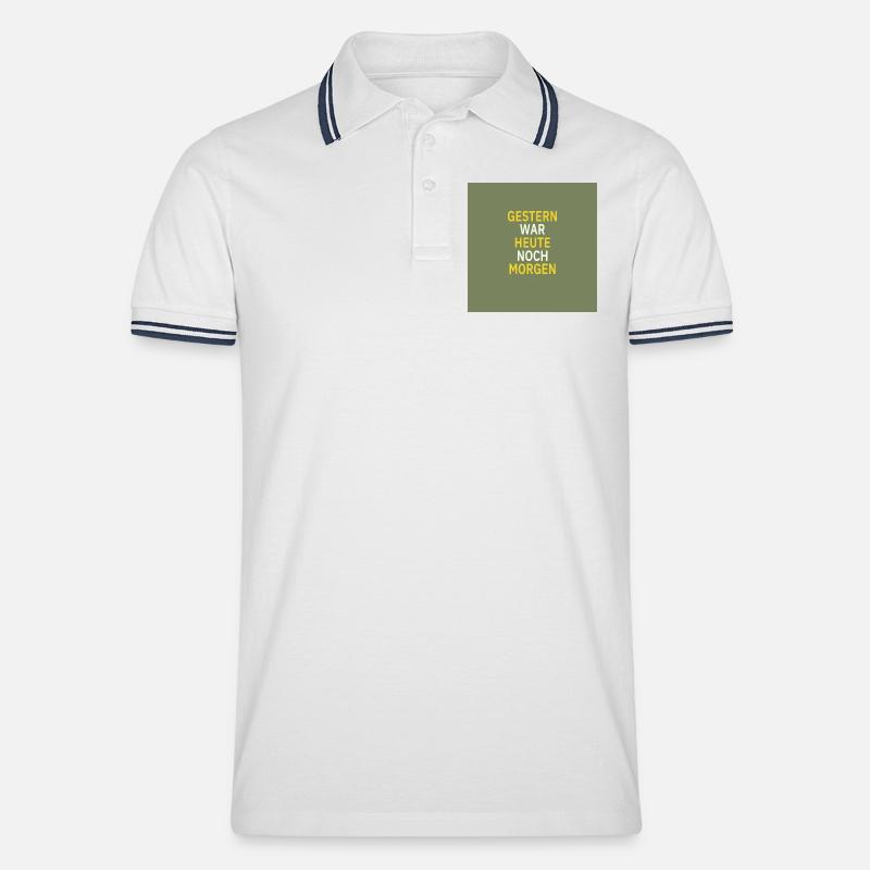 Gestern war heute noch morgen - Männer Tipped Poloshirt - Weiß/Navy